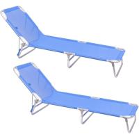 2 Tumbonas Jardín Exterior |   Ligera Plegable y Reclinable |   3 Posiciones |   para Playa Camping Piscina Terraza o Jardín Azul - details 0