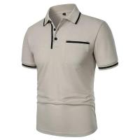 Camisetas transpirables de manga corta para hombre, polo ligero de color sólido, top básico suelto de moda con bolsillos, verano - details 2
