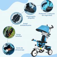 Triciclo para Bebés 6 en 1 Evolutivo con Toldo Plegable, Mango de Empuje, Cinturón de Seguridad, Cesto de Carga 25kg Deportes y Aire Libre - details 14