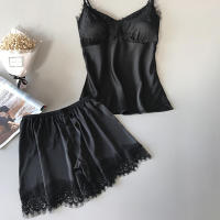 Conjunto de Pijama de Verano 2024 para Mujeres Sexy Escote en V Cómodo y Transpirable con Shorts de Suspensores - details 1