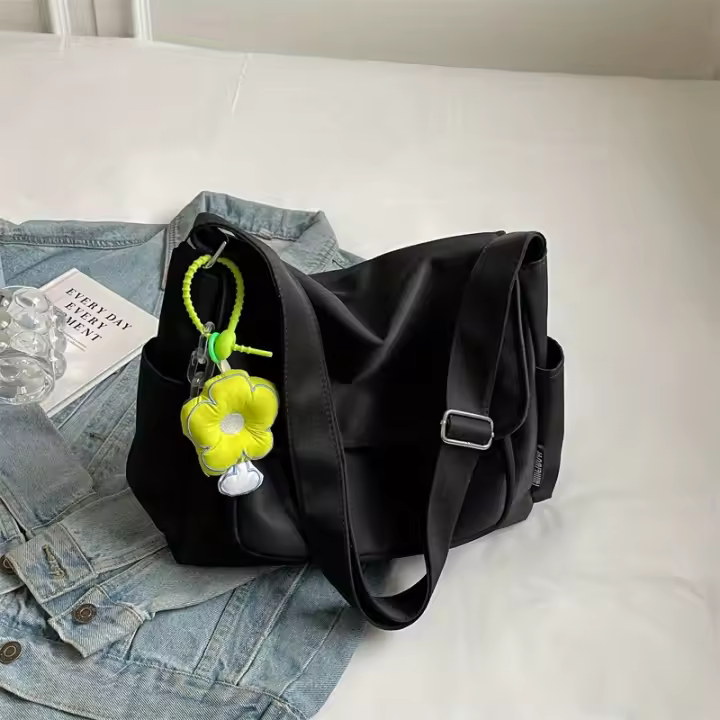 Bolso Messenger Casual para Mujer Color Sólido, Ligero, Correa Ajustable, Cierre de Cremallera, Bolso de Viaje Seguro, Gran Capacidad, Diseño Divertido - 1