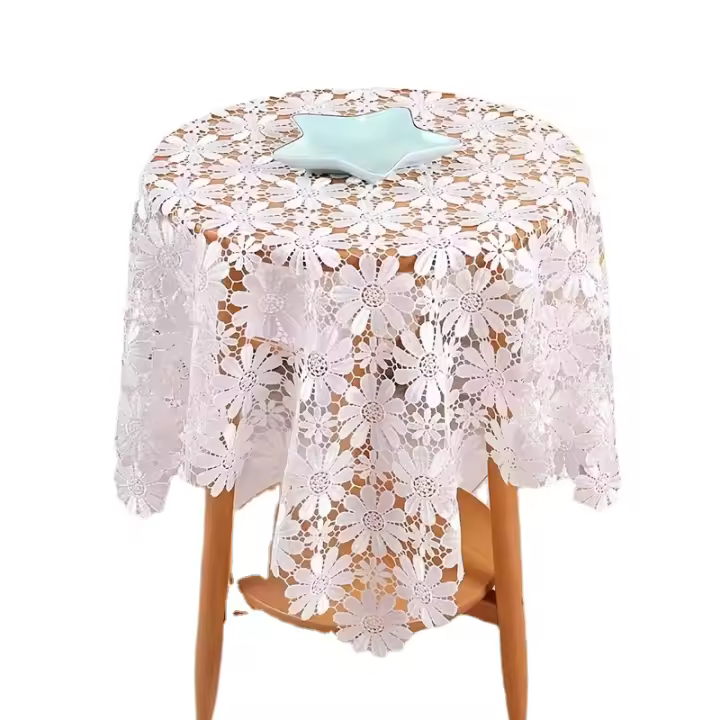 Mantel De Ganchillo De Encaje Bohemio Chic, Estilo Retro De Granja Con Flores Huecas, Adecuado Para Cocina, 1 ud. - 1