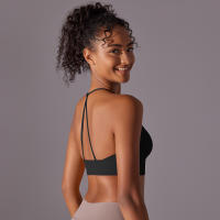 Hamidou Top deportivo para mujer, chaleco Yuga colgante con cuello, decoración triangular, Top deportivo con espalda bonita, Top corto a prueba de golpes para reunión - details 24