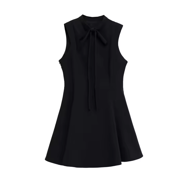 Vestido sin mangas de línea A, falda corta de moda para mujer en poliéster, verano 2025 - 1