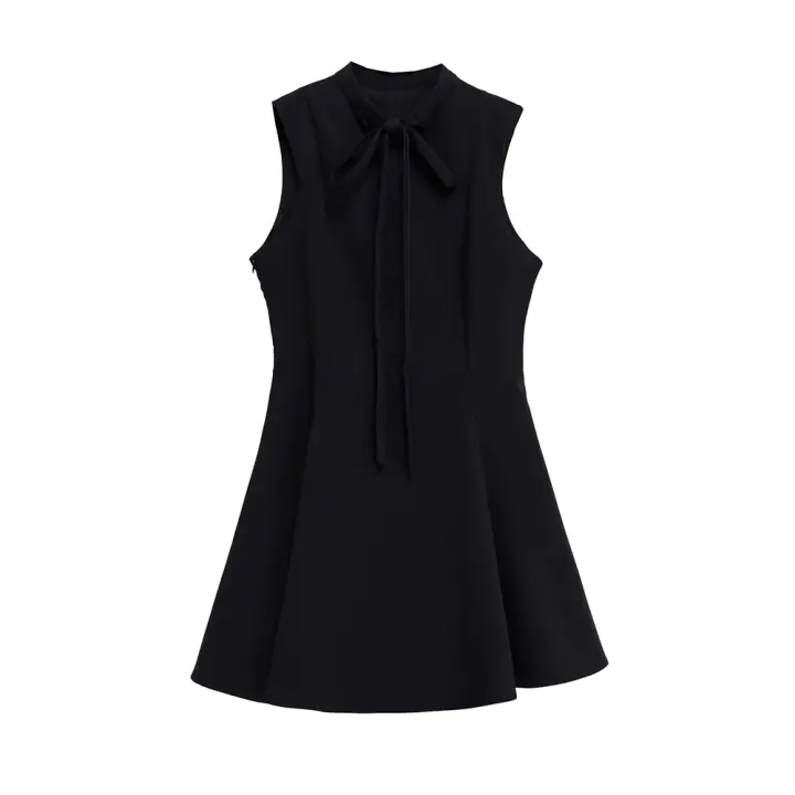 Vestido sin mangas de línea A, falda corta de moda para mujer en poliéster, verano 2025 - 1
