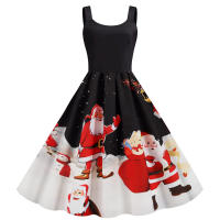 Women vintage spaghetti strap floral print high waist elegant sleeveless a-line party midi dress - details 50