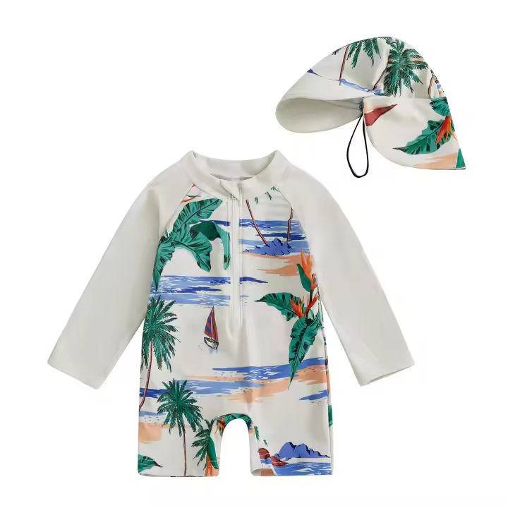 Toalla de baño de mango largo con estampado de tiburones para niños pequeños - 1