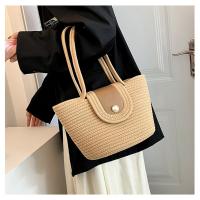 Bolso de mujer de gran capacidad, bolso de mano portátil con bandolera, bolso tejido de paja - details 3