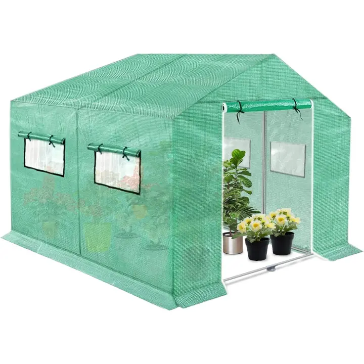 Invernadero de aluminio resistente al invierno, con base de acero, para ventana, anclaje de tierra, casa de tomate, 3x2x2 m - 1