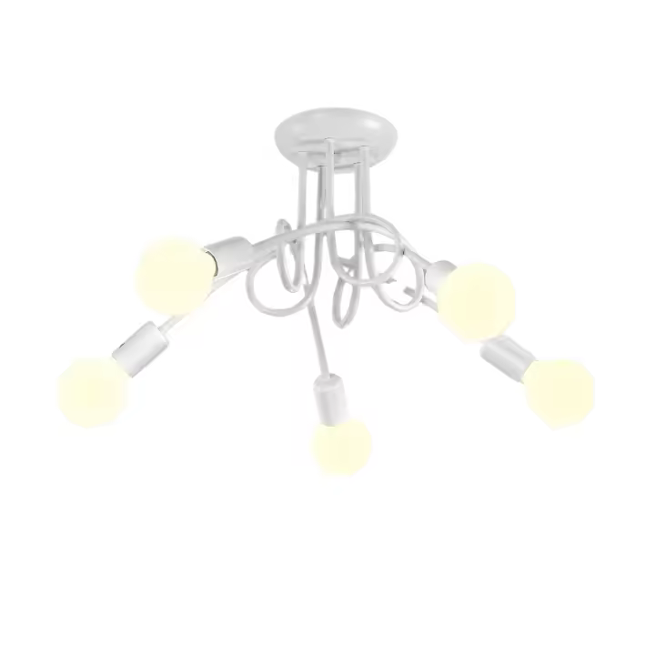 Goeco Lámpara de Araña 60W Vintage para Dormitorio Salón Luz de Techo Montada en el Techo Bombillas Incandescentes de Hierro 5 Bases E27 - 1