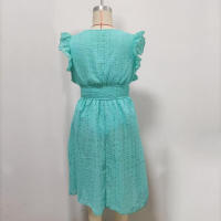 Vestido elegante de verano multicolor con mangas de hoja de loto - details 8