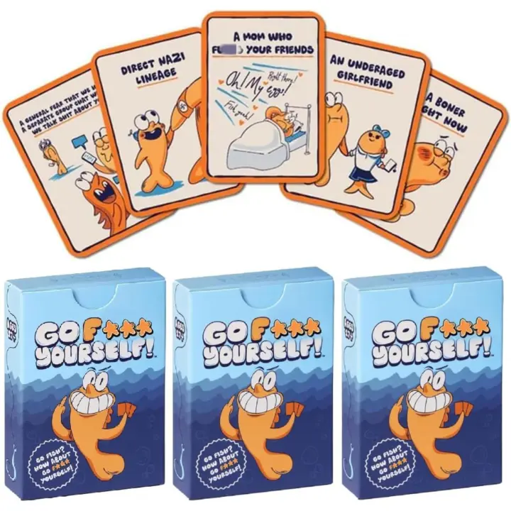 2PCS Go Fish Juego de cartas para adultos, Juego de cartas de peces Goes F*ck Yourselves, El juego de Go para adultos que siempre has querido Juegos de cartas hilarantes para fiestas - 1