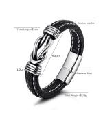 Pulsera De Acero Inoxidable Para Hombres Con Cordón De Cuero Tejido a Mano Joyería Masculina Regalos Estilo Europeo Y Americano - details 3