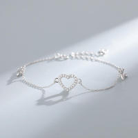 Pulsera de corazón de diamante completo de plata S para mujer, estilo coreano Ins, nicho Simple, joyería de personalidad Bestie de alta gama - details 2