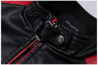 Chaqueta de PU con cuello levantado para moto, abrigo casual Slim, Color lock, - details 10