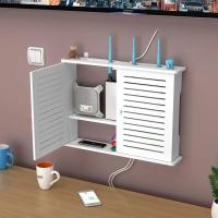Cajas de almacenamiento de enrutador Wifi inalámbrico, caja de madera, soporte de Cable Plus, tablero de enchufe colgante de pared, estante de almacenamiento S - details 1