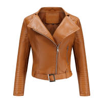 Abrigo corto de motociclista de piel sintética para mujer, chaqueta de manga larga con cremallera, ropa de otoño - details 50