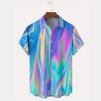 Camisas Hombres, Vintage 3D Moda Red Flame Hawaiian Summer, Camisa de manga corta de gran tamaño para hombres 2023 - details 14