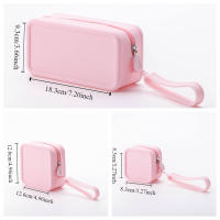Morandi Color bolsa de cosméticos de silicona rectangular de gran capacidad bolsa de almacenamiento multifunción soporte para brochas de maquillaje monedero - details 1