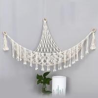 Hamaca de juguete de peluche bohemia, forma Triangular, cesta de almacenamiento de malla colgante, red de pared con borlas de algodón para dormitorio y sala de estar - details 0