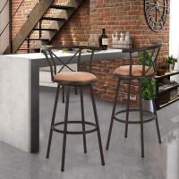 Silla de Cocina de Piel Sintética Giratorio 360° con Respaldar y Reposapiés Altura de 75,5cm - details 1