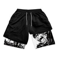 Conjunto De Gimnasio Para Hombre Con Estampado Anime 3D Top Corto Y Shorts De Compresión Quick Dry Transpirable Rash Guard Para Deportes Y Verano - details 11