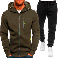 Conjunto de ropa deportiva para hombre, chaqueta de manga larga, pantalones con capucha, estampado informal, otoño, 2 piezas - details 6
