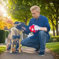 Correa multifuncional para mascotas, linterna LED extensible, retráctil, suministros para caminar al aire libre, 4,5 M - details 0