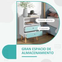 Cómoda de Madera Cajonera con 2 Cajones con Estante Abierto para Dormitorio Salón 45x30x65 cm Blanco - details 4