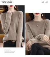 100% suéter de punto de lana Merino Otoño/Invierno 2024 nuevo jersey de cuello redondo para mujer Top hueco 11 colores abrigo versátil NJR1107 - details 26