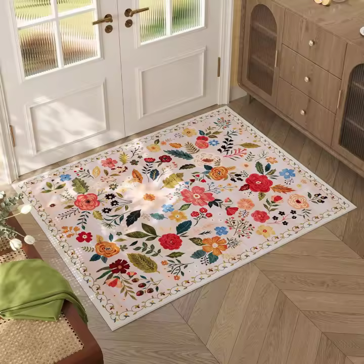 Alfombrilla Floral para entrada de baño y ducha, alfombra absorbente para puerta delantera, Stock listo - 1