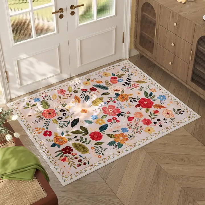 Alfombrilla Floral para entrada de baño y ducha, alfombra absorbente para puerta delantera, Stock listo - 1