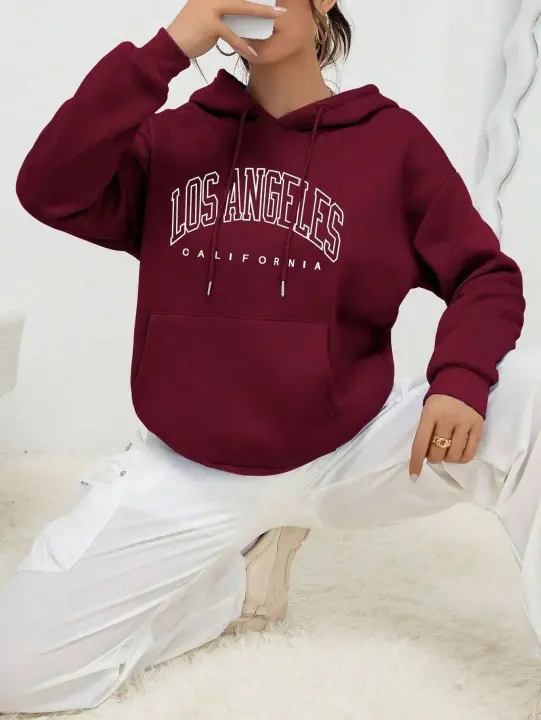 Sudadera con Capucha para Mujer Oversize con Estampado de Letras de California - 1