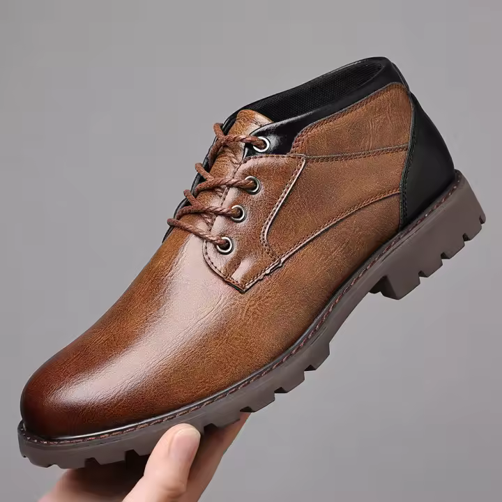 Botas cortas con cremallera de gran tamaño, zapatos de hombre, botines de otoño e invierno - 1