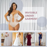 Ropa interior Invisible con escote en U y espalda descubierta, Body con escote en V profundo, sujetador de realce, modelador de cuerpo completo, Tanga sin costuras, bragas debajo del vestido - details 5