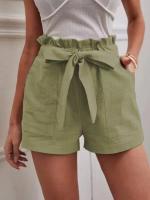 Pantalones Cortos de Verano para Mujer Algodón Transpirable, Cintura Elástica con Bolsillo, Color Sólido, Estilo Casual - details 35
