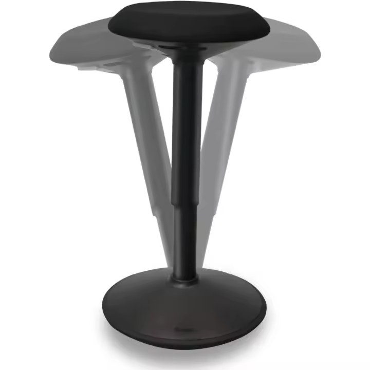 Taburete Silla Escritorio - Silla Oficina Ergonómica con Altura Regulable de 55 a 80 cm - Taburete Silla Ergonómica con Efecto Columpio Revestido con Tela Repelente al Agua, Negro Mate - 1