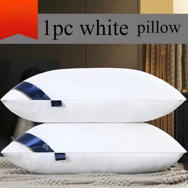 1 pieza Almohada blanca contemporánea, cómoda almohada de hotel para dormitorio, núcleo de almohada no desinflado, soporte cervical, almohada para dormir en casa, regalo de Navidad, regalo de mudanza, regalo de amistad, solo limpieza en seco, funda de - 1