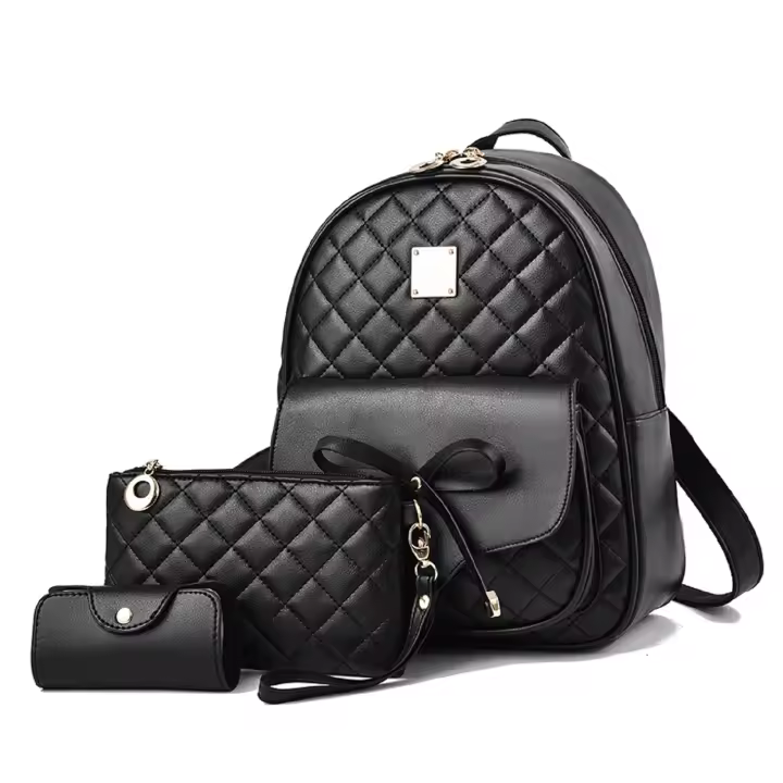 Mochila de Cuero PU para Mujer, Mochila Informal para Viajar, Trabajo Escolar, Bandolera, Conjunto de Mochila - 1