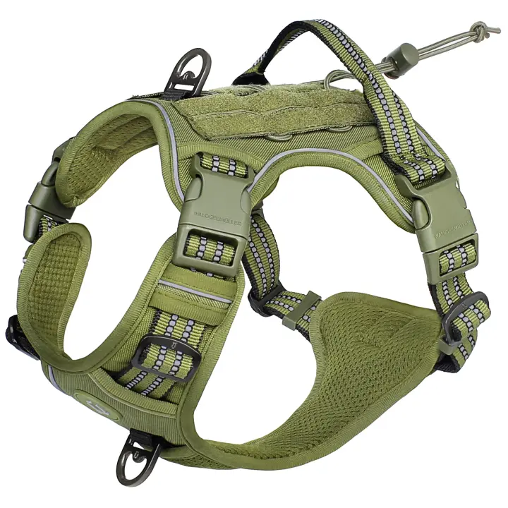 Arnés táctico sin tirones para perro, chaleco MOLLE ajustable y transpirable, reflectante militar para perros medianos y grandes - 1