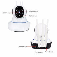 Cámaras de vigilancia interior doméstico 3 raíces antena WIFI Internet remoto inteligente Visión nocturna alarma vigilancia - details 13