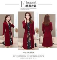 Vestido Midi Vintage ral de talla grande para mujer, moda coreana, elegante, para primavera y otoño, jersey de manga larga empalmado, bata informal - details 1