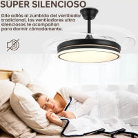 Disponible Ventilador de techo invisible con motor DC 6 velocidades Tecnología LED muy eficiente 72W Tres tonalidades, Mando a distancia con temporizador, Color e intensidad de luz regulables, Motor inverter verano/invierno ultra silencioso. - details 3