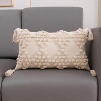 ANUMEI-funda de cojín bohemia de 45x45cm, 30x50cm, Beige, decorativa, cuadrada, de macramé - details 12