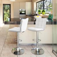 Juego de 2 taburetes de bar, taburete de altura ajustable de 92,5-113 cm, taburete industrial de metal, silla de cocina, taburete alto para cocina, bar, comedor, blanco. - details 3