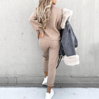 Conjunto de sudadera informal con cuello alto y pantalones pitillo para mujer, ropa deportiva femenina para Otoño e Invierno - details 5