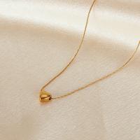 Collar minimalista de corazón de oro para mujer: elegante cadena de clavícula de acero inoxidable, joyería de trabajo diario - details 3