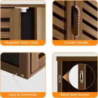 Armario de Baño de Pared con Puertas Muebles de Baño de Bambú Armario Colgante con Estante Ajustable Organizador de Almacenamiento de Ahorro de Espacio Sobre el Inodoro Blanco - details 26