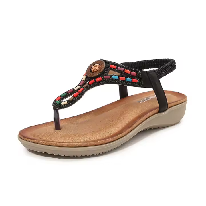 Sandalia de Cuña Mujer 2025 con Cristales Transpirables - Diseño Boho Chic Elegante, Zapatos de Verano Cómodos para Playa, Fiesta y Diario, Moda Primavera-Verano - 1