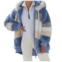 Chaqueta de invierno para mujer, sudadera con capucha de talla grande, cálida, de felpa, con relleno de bolsillo con cremallera, chaqueta holgada - details 7